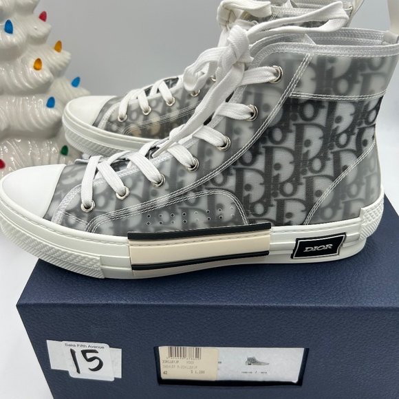 Men’s B 23 high top canvas oblique sneakers size 42 made in Italy - Picture 1 of 13